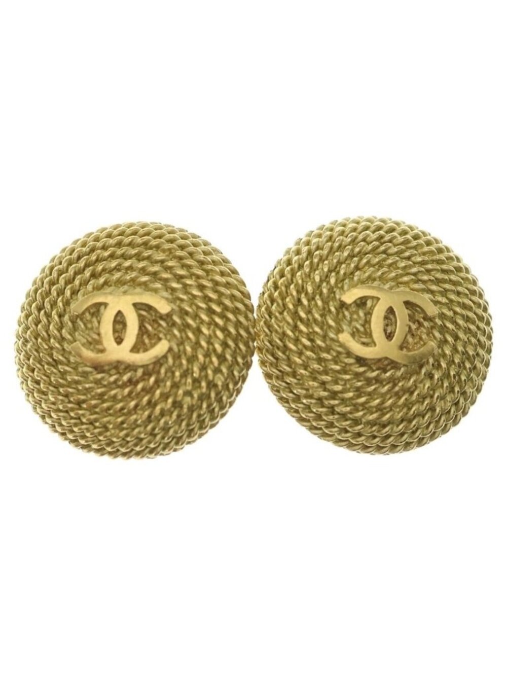 Chanel CC Logo Earrings Round 95P Gold Plated
